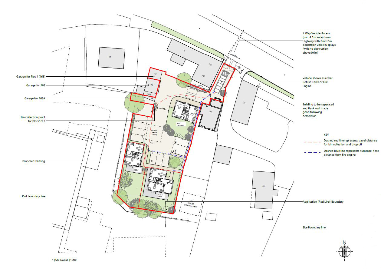 Lot: 54 - SITE WITH PLANNING FOR THREE DETACHED HOUSES - Proposed Site Plan